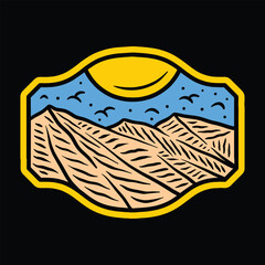 Mountain Wildlife Vintage Emblem Sticker Vector Design Outdoor Vector