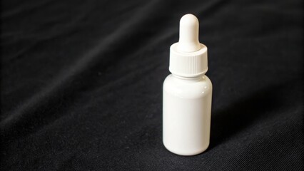 White dropper bottle on a dark background, ideal for product presentation or branding.