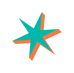 Bold abstract star icon. A modern figure in a flat style with geometric elements. This brutalist shape features striking shadows, perfect for contemporary graphic applications.