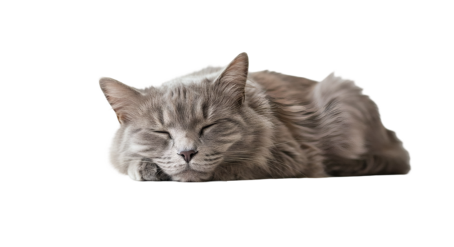 A gray cat resting peacefully.