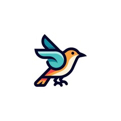 Fototapeta premium A stylized illustration of a bird in flight, featuring vibrant colors and a clean, modern design.