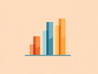 Minimalist Blue and Orange Bar Chart on Pastel Pink Background