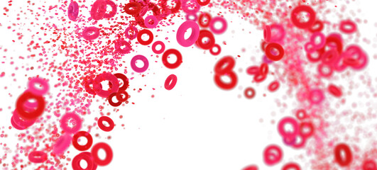 Vibrant pink and red rings floating on white. Perfect for Valentine's Day, celebrations, or abstract designs.