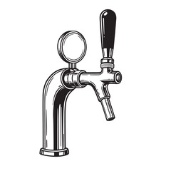 Vintage hand drawn beer tap illustration for pubs and restaurants