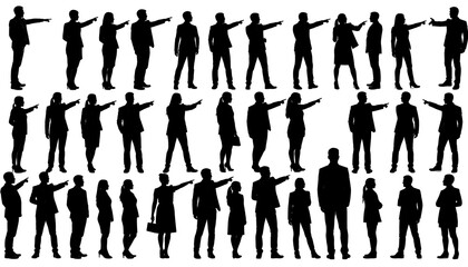 Business people silhouettes pointing