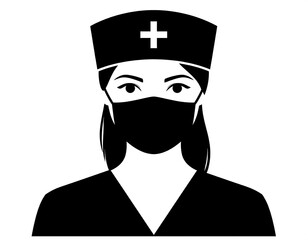 Nurse in a mask, silhouette