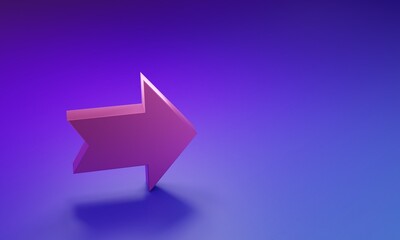Pink Arrow icon isolated on purple-blue background. Direction Arrowhead symbol. Navigation pointer...