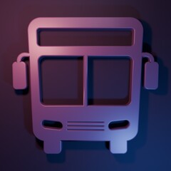 Purple Bus icon isolated on purple-blue background. Transportation concept. Bus tour transport...