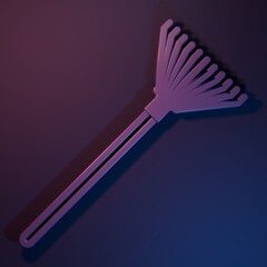 Purple Garden rake for leaves icon isolated on purple-blue background. Tool for horticulture,...