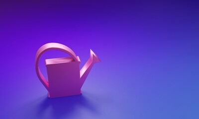 Pink Watering can icon isolated on purple-blue background. Irrigation symbol. Minimalism concept....