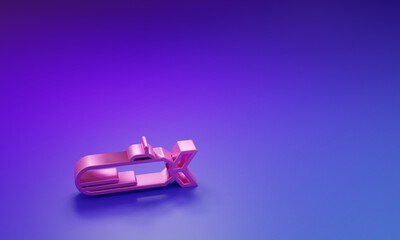 Pink Submarine icon isolated on purple-blue background. Military ship. Minimalism concept. 3D render illustration