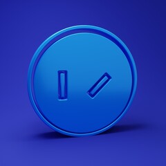 Blue Round wooden shield icon isolated on blue background. Security, safety, protection, privacy, guard concept. Minimalism concept. 3D render illustration