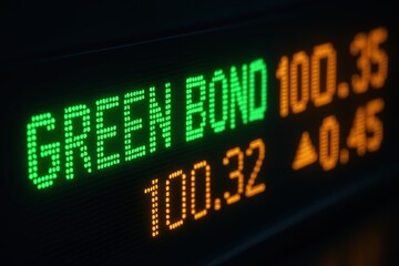 Fototapeta premium Green Bond Financial Display Showing Investment Performance and Market Data in Electronic Format