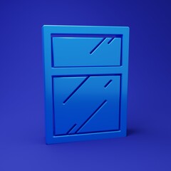Blue Cleaning service for windows icon isolated on blue background. Squeegee, scraper, wiper. Minimalism concept. 3D render illustration