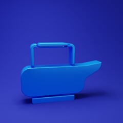 Blue Bedpan icon isolated on blue background. Toilet for bedridden patients. Minimalism concept. 3D render illustration