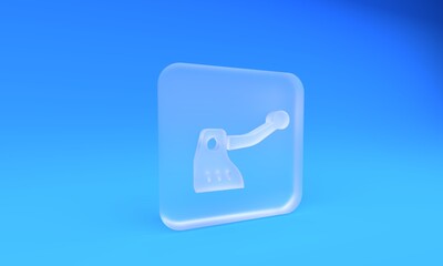 Frosted glass Bicycle brake icon isolated on blue background. Square frosted glass button. 3D render illustration