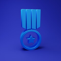 Blue Medal icon isolated on blue background. Winner achievement sign. Award medal. Minimalism...