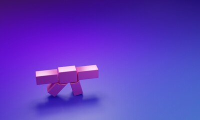 Pink Black karate belt icon isolated on purple-blue background. Minimalism concept. 3D render...