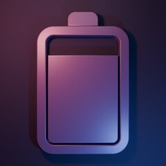 Purple Battery icon isolated on purple-blue background. Minimalism concept. 3D render illustration