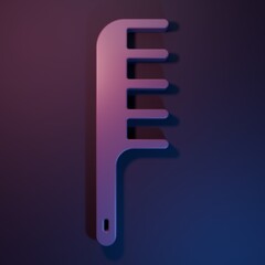Purple Hairbrush icon isolated on purple-blue background. Comb hair sign. Barber symbol. Minimalism concept. 3D render illustration