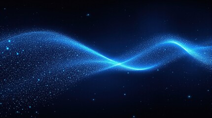 Obraz premium Abstract Blue Light Wave Pattern with Sparkling Particles