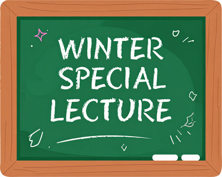 Winter special lecture sign on green chalkboard illustration