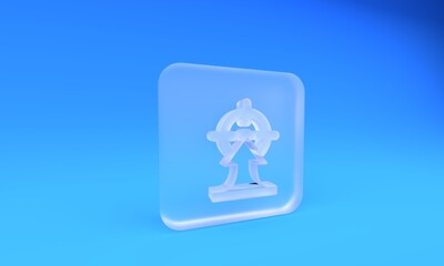Frosted glass Target financial goal concept icon isolated on blue background. Symbolic goals achievement, success. Square frosted glass button. 3D render illustration