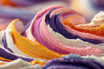 Close-up of colorful textured paint strokes with vibrant details