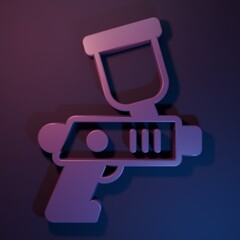 Purple Paint spray gun icon isolated on purple-blue background. Minimalism concept. 3D render illustration