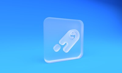 Frosted glass Comet falling down fast icon isolated on blue background. Square frosted glass button. 3D render illustration