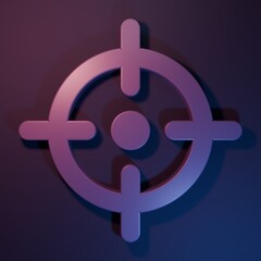 Purple Target sport icon isolated on purple-blue background. Clean target with numbers for shooting...