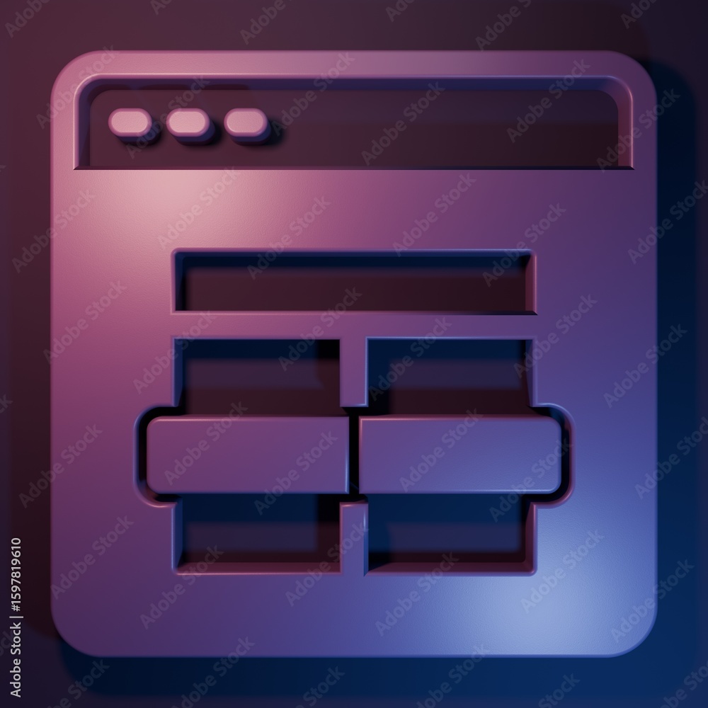 Poster purple mysql code icon isolated on purple-blue background. html code symbol for your web site design