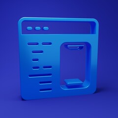 Blue Software, web developer programming code icon isolated on blue background. Javascript computer...