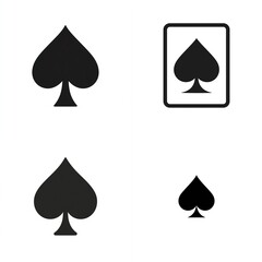 Four spade symbols in different sizes and presentation styles on a white backdrop
