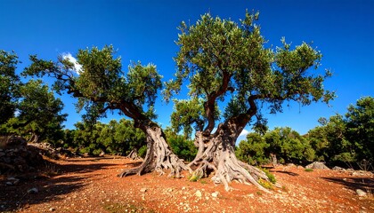 Ancient olive trees in a sun-drenched grove