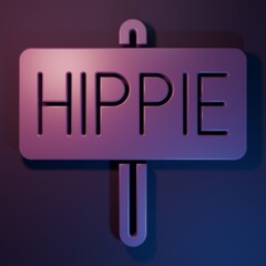 Purple Peace icon isolated on purple-blue background. Hippie symbol of peace. Minimalism concept. 3D render illustration