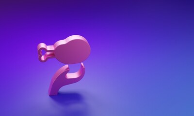 Pink Donation food icon isolated on purple-blue background. Minimalism concept. 3D render...