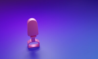 Pink Milling cutter for manicure icon isolated on purple-blue background. Apparatus for manicure. Manicure tools. Minimalism concept. 3D render illustration