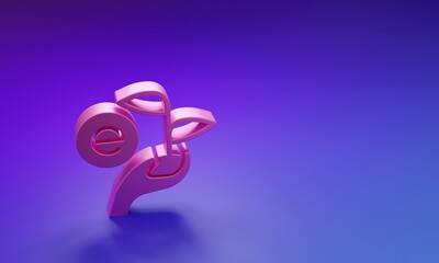 Pink Leaf in hand of environmental protection icon isolated on purple-blue background. Seed and seedling. Planting sapling. Ecology concept. Minimalism concept. 3D render illustration