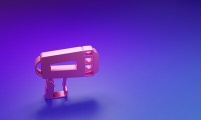 Pink Flashlight for diver icon isolated on purple-blue background. Diving underwater equipment. Minimalism concept. 3D render illustration