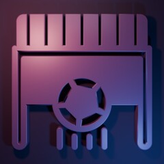 Purple Football goal with ball icon isolated on purple-blue background. Minimalism concept. 3D render illustration