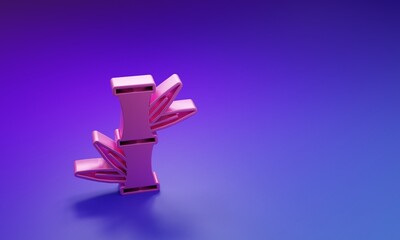 Pink Bamboo icon isolated on purple-blue background. Minimalism concept. 3D render illustration