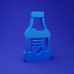 Blue Vitamin complex of pill capsule icon isolated on blue background. Healthy lifestyle. Minimalism concept. 3D render illustration