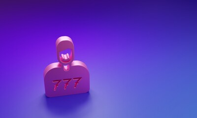 Pink Lucky player icon isolated on purple-blue background. Minimalism concept. 3D render illustration