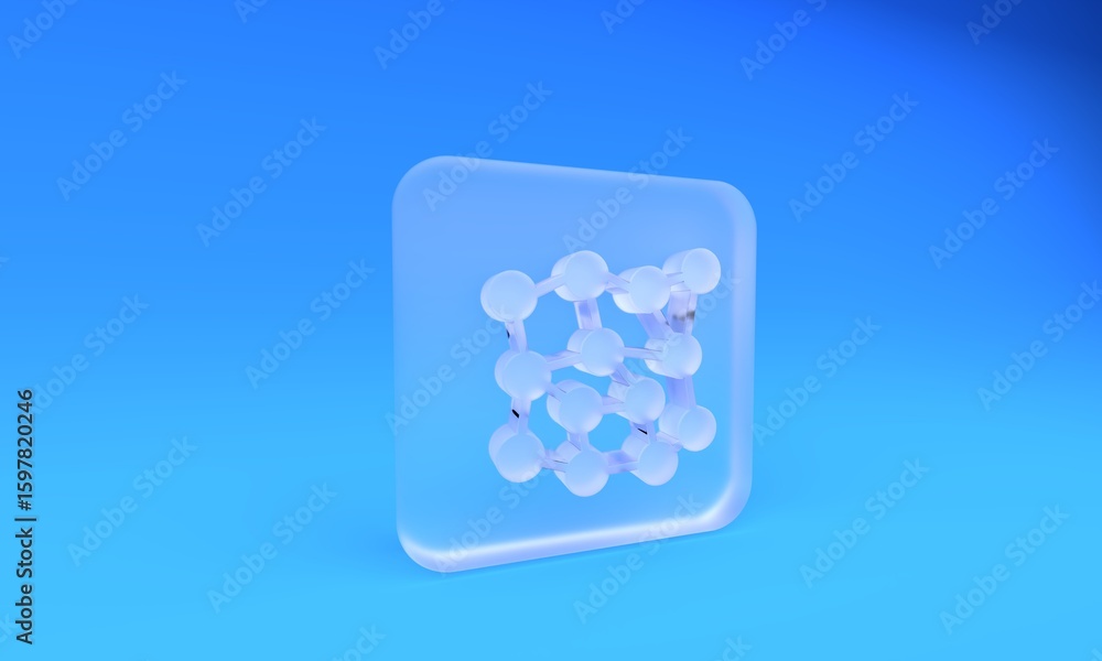 Poster frosted glass neural network icon isolated on blue background. artificial intelligence ai. square fr