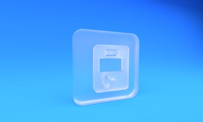 Frosted glass Exam paper with incorrect answers survey icon isolated on blue background. Bad mark of test results. Square frosted glass button. 3D render illustration