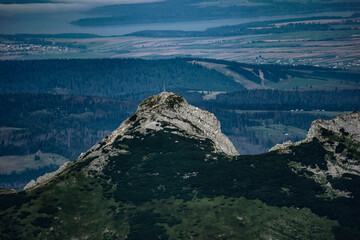 Giewont with a cross on top seen from the other side
