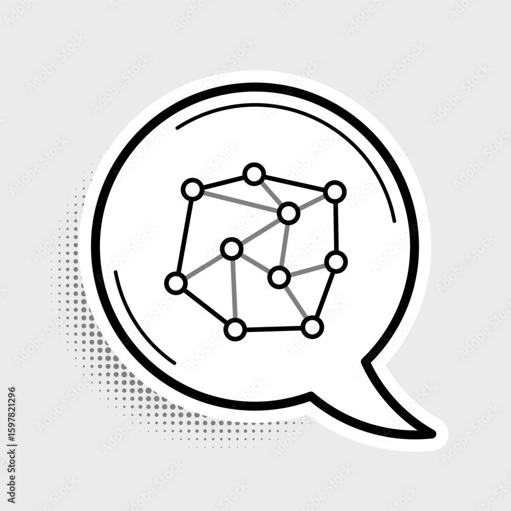 Aufkleber line neural network icon isolated on grey background. artificial intelligence. colorful outline conc
