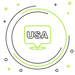 Line USA Independence day icon isolated on white background. 4th of July. United States of America country. Colorful outline concept. Vector