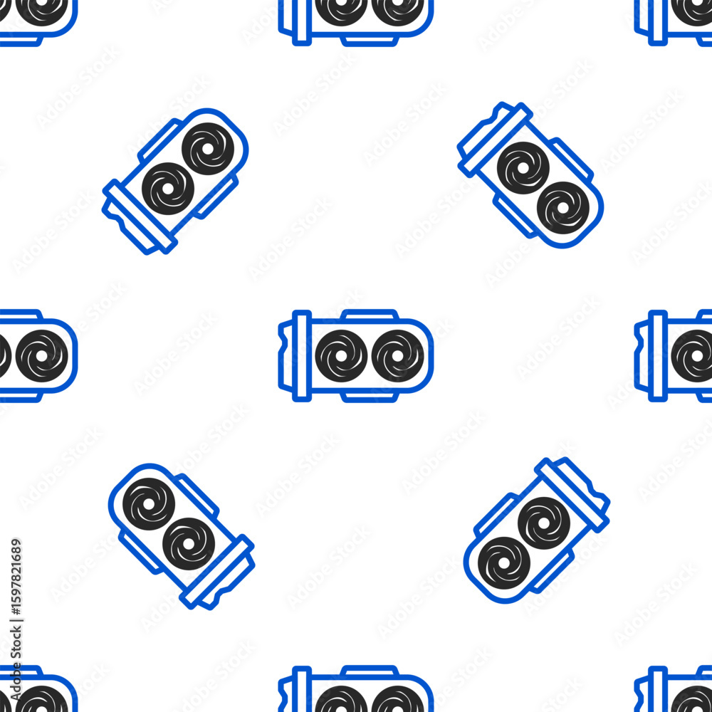 Poster line mining farm icon isolated seamless pattern on white background. cryptocurrency mining, blockcha